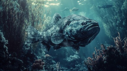 Fototapeta premium Majestic Underwater Scene Featuring a Lush Marine Environment