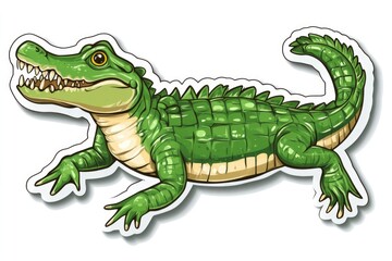 Obraz premium This artistic depiction of a crocodile showcases a playful character style, bringing its detailed features to life, symbolizing creativity and the richness of wildlife art.