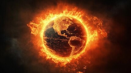 Global warming burning fire in the world