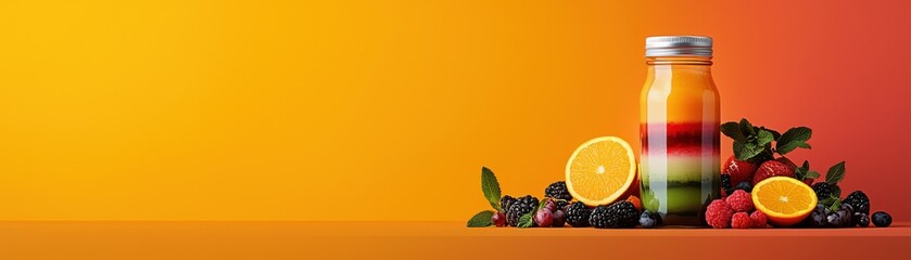 Vibrant smoothie creation kitchen counter juice delight bright atmosphere close-up view colorful mixed fruit juice