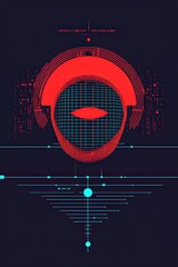 Obraz premium Abstract Digital Portrait with Grids and Geometric Patterns