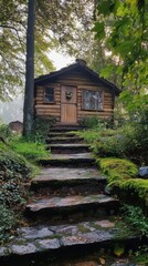 Secluded Wooden Cabin Nestled In A Lush Forest