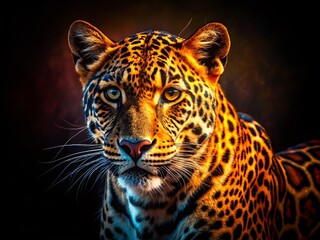 Obraz premium Abstract Exotic Leopard Silhouette: Dark & Mysterious Animal Print Texture