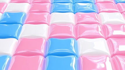 Obraz premium Colorful Glossy Tiles in Pink White and Blue Arranged Uniformly on a Smooth Surface