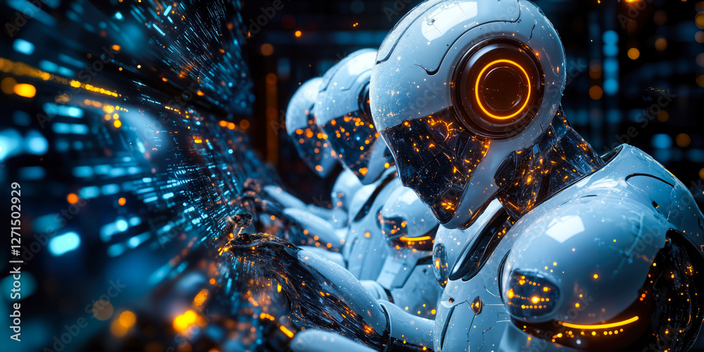 Poster ai robots enhancing lead generation utilizing advanced automated processes for effective sales and i