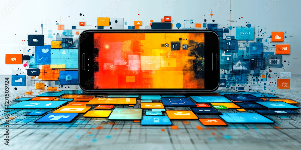 Poster innovative mobile app development with ai tools for personalized user experience and adaptive functi