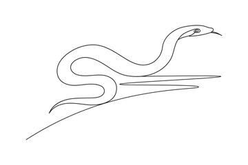 Obraz premium Snake continuous one line drawing and minimalist style isolate outline vector icon