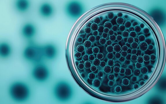 Microscopic view of dark impurities dissolving into clear liquid under UV cleansing, gut health technology, futuristic concept