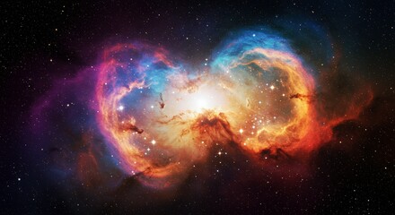 Obraz premium Celestial Symphony: A vivid nebula swirls with an array of vibrant colors, capturing the awe-inspiring beauty and mystery of the cosmos.