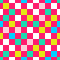 Multicolored checkered chess background. Vector