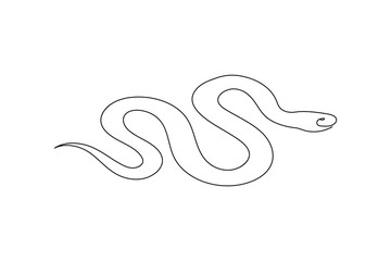 Snake continuous one line drawing and minimalist style isolate outline vector icon