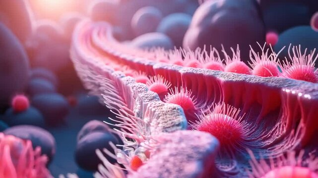 Vibrant and Colorful Abstract Microbial Landscape Illustration