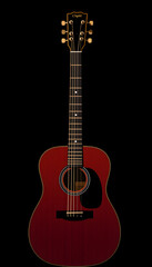 Fototapeta premium Acoustic guitar and blank black background, pixel art. White tone