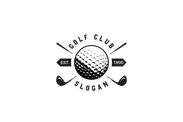 Golf logo template. golf ball icon and club logo vector.