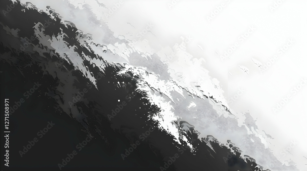 Poster abstract monochrome wave pattern with soft gradients creating a serene atmosphere