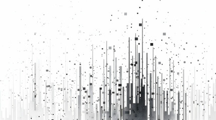 Abstract black and white digital art depicting dynamic vertical lines and scattered dots