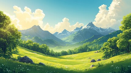 moutain and green,yellow adverture background,illustration --ar 16:9 --stylize 450 --v 6.1 Job ID: bdc251a7-a8d2-484b-9a6f-94370dd00f6a