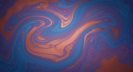 Fototapeta premium Abstract Swirl: Blue and Copper Liquid Marble Texture 