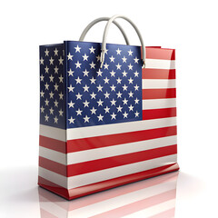 Fototapeta premium shopping bag with flag of the united states on white