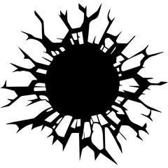  Crack and black hole in the wall or on the ground vector flat design