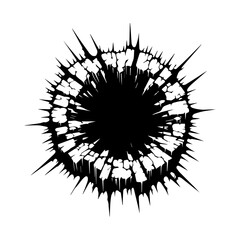  Crack and black hole in the wall or on the ground vector flat design