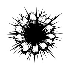  Crack and black hole in the wall or on the ground vector flat design