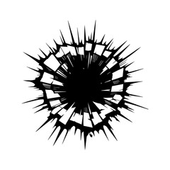 Obraz premium Crack and black hole in the wall or on the ground vector flat design