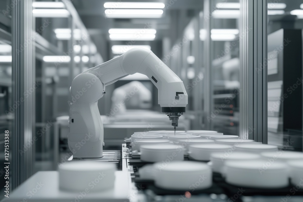 Poster a production line utilizing ai and machine learning to optimize sustainable manufacturing processes.