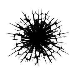 Obraz premium Crack and black hole in the wall or on the ground vector flat design