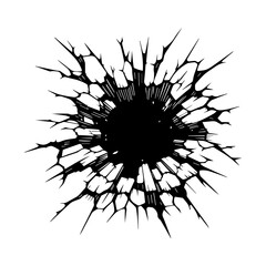  Crack and black hole in the wall or on the ground vector flat design