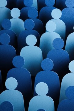 Blue paper figures representing human resources and customer care.
