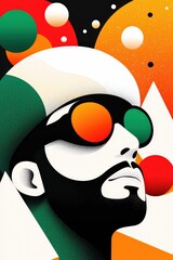 Fototapeta premium Stylish Man with Sunglasses against Colorful Abstract Background