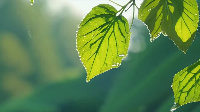 High quality nature footage capturing fresh green leaves gently swaying morning dew providing vibrant t template nature ed projects eco designs calm morning scenes