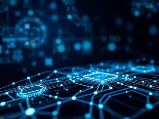 A chalkboard displaying the concept of digitalisation with icons of technology devices and interconnected networks, technology, information age