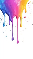 Bright paint drips in various colors cascade down, creating an artistic and vibrant effect