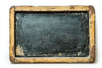 Obraz premium Old blackboard isolated on white background with vintage frame. Perfect for education or decor.