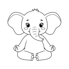 Fototapeta premium Cute Elephant Coloring Page in a Meditative Pose