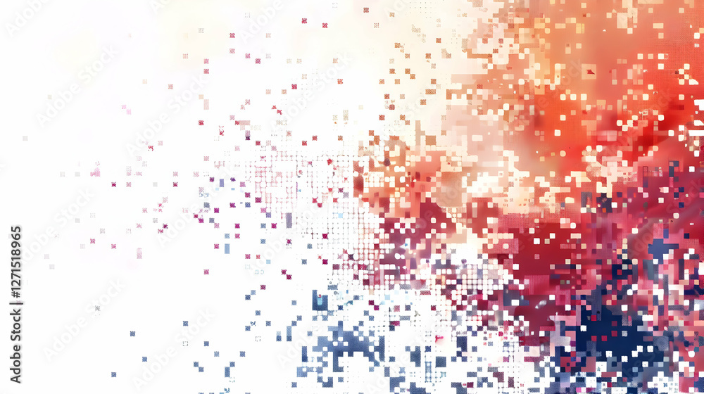Poster abstract digital art showcasing vibrant colors and pixelated patterns, creating a dynamic visual eff
