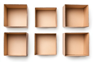 Fototapeta premium Open cardboard boxes on white background, perfect for storage solutions.