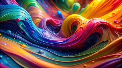 Abstract Vivid Liquid Paint Flow: Infinite Loop Morphing Animation - Bokeh Effect Stock Footage