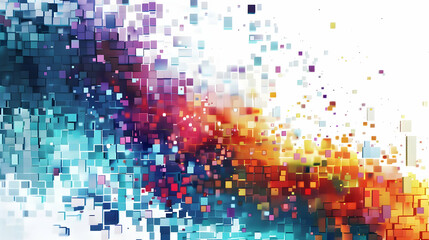 Abstract colorful digital art with vibrant squares and gradients creating a dynamic visual effect