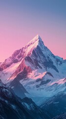 Fototapeta premium Majestic Mountain Peak at Sunrise with Pink and Purple Sky