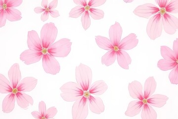 Obraz premium Delicate Pink Flowers Pattern on White Background