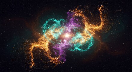 Fototapeta premium Celestial Symphony: A vibrant and breathtaking illustration of a nebula, painted across the expanse of the universe, inviting viewers to contemplate the vastness of space