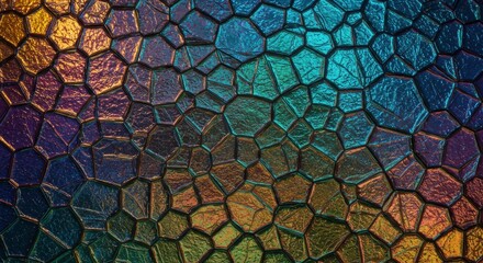 Abstract Mosaic of Colors: A vibrant, textured surface composed of irregular, multicolored shapes, evoking a sense of artistic depth and visual interest. 