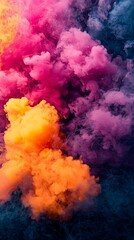 Colorful smoke plumes outdoors, vibrant background