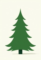 Obraz premium Stylized green paper Christmas tree on cream background