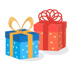 3D Motif  of gift boxes. Love and dots pattern of gift box. Vector Illustration.