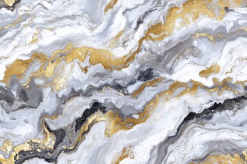 Fototapeta premium Textura abstrata de mármore com detalhes em dourado, cinza e branco, em padrão seamless, criada com IA generativa, ideal para design de interiores e superfícies sofisticadas