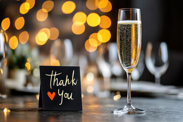 Elegant Thank You Card with Champagne Flute 